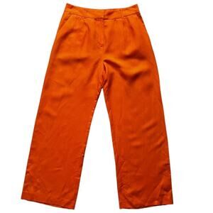 Loft Women's Linen Blend Trouser Pants Orange Size 6 Career Relaxed Quiet Luxury